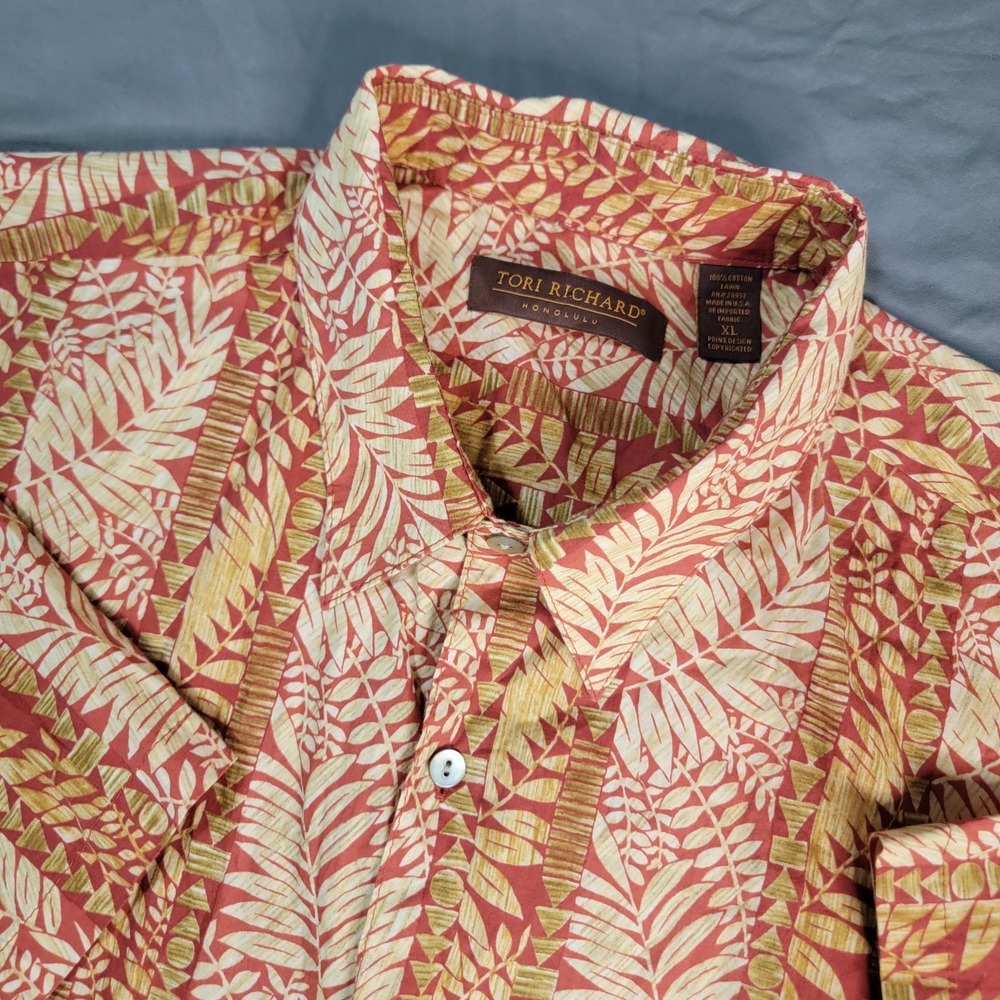 Tori Richard Hawaiian Shirt Mens XL Short Sleeve Cotton Palm Leaf All Over Print